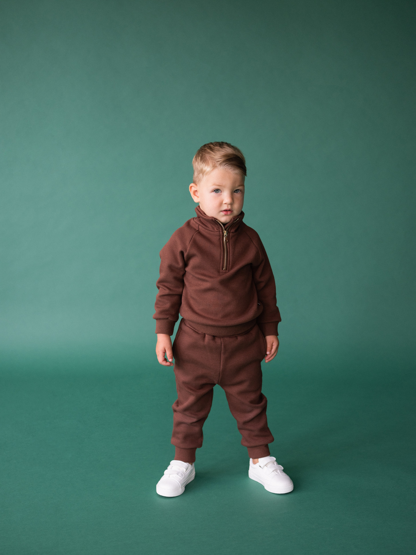 Walnut Ribbed Cotton Fleece Tracksuit Sizes 1-2Y 2-3Y 3-4Y 4-5Y 5-6Y 6-7Y 7-8Y 8-9Y