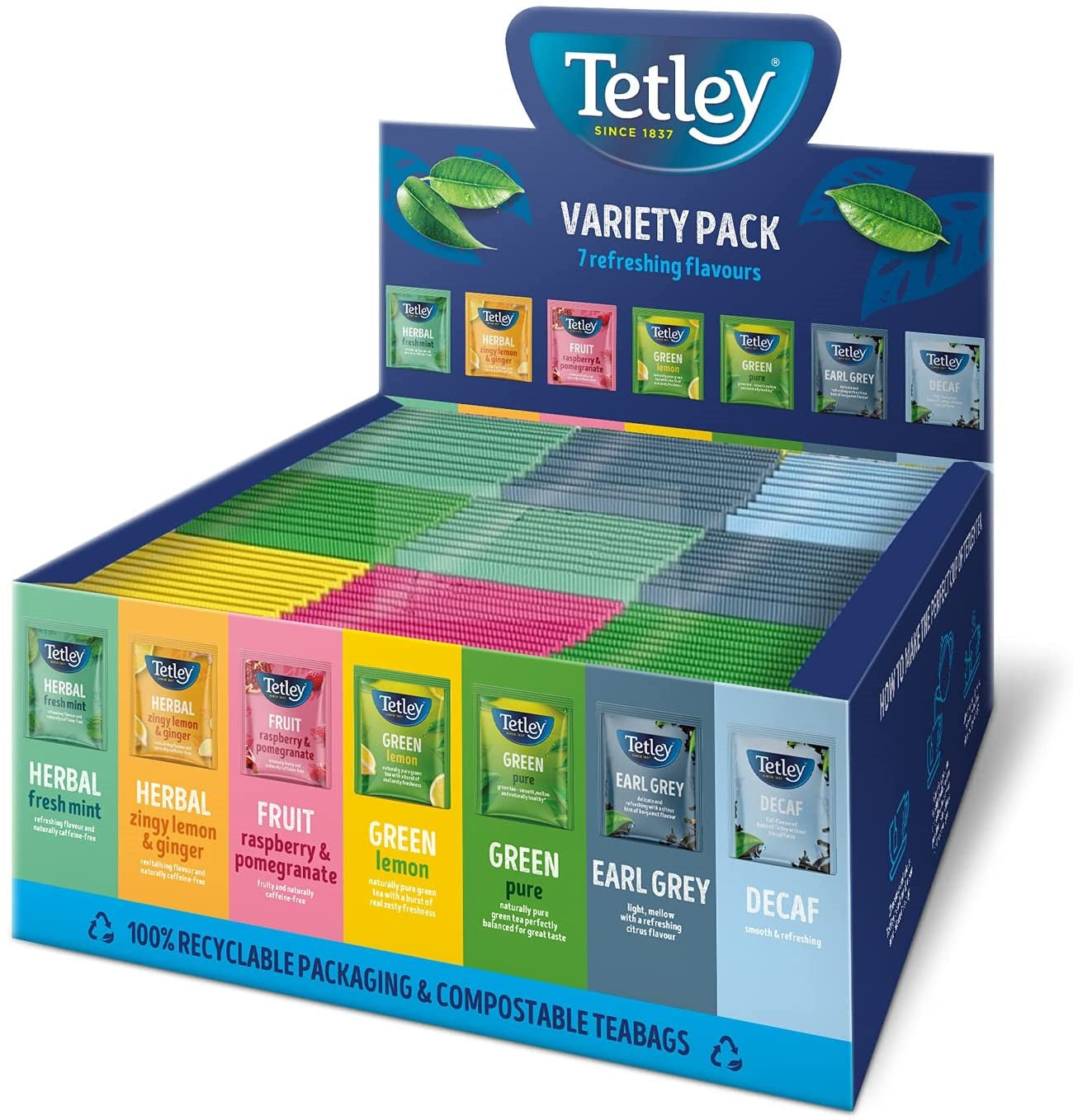 Tetley Tea Bags Individual Enveloped Sachets Tagged Classic Flavoured Selections