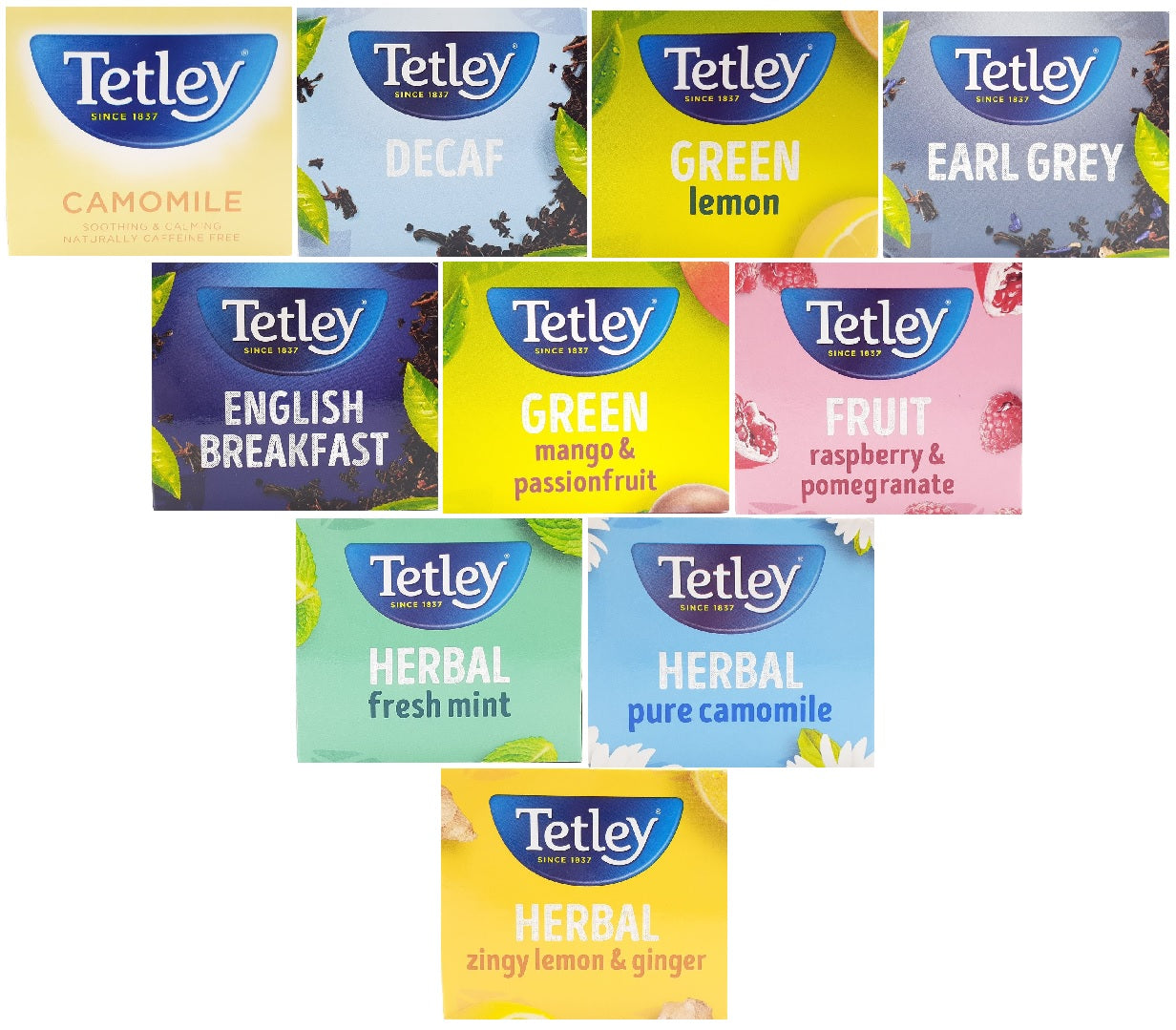 Tetley Tea Bags Individual Enveloped Sachets Tagged Classic Flavoured Selections