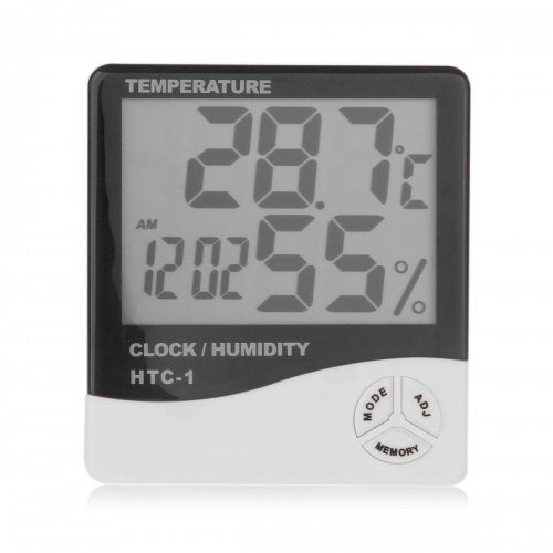 Indoor LCD Clock Digital Humidity Hygrometer Thermometer Temperature Meter - Black