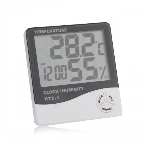 Indoor LCD Clock Digital Humidity Hygrometer Thermometer Temperature Meter - Black