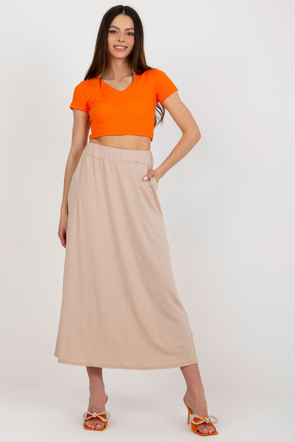 beige - Long skirt model 180214 Rue Paris