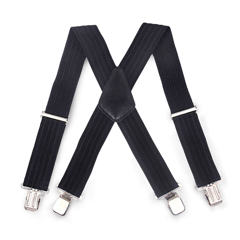 MENS 35M 50MM WIDE HEAVY DUTY X SHAPE BRACES ELASTIC SUSPENDERS TROUSER CLIPS UK