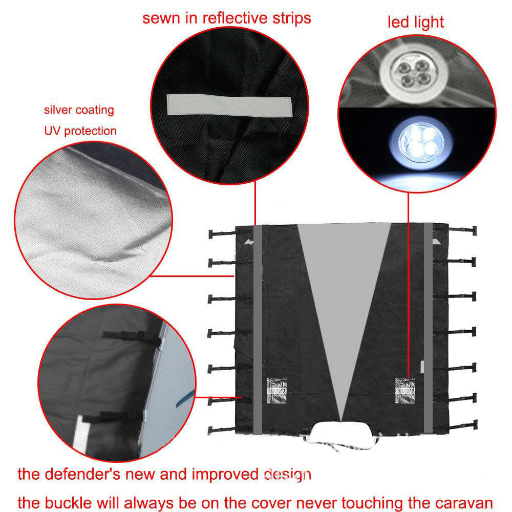 210D Caravan Front Towing Protector Covers Towing Cover Protector Universal Shield Guard - Black + Gray210D Caravan Front Towing Protector Covers Towing Cover Protector Universal Shield Guard - Black + Gray