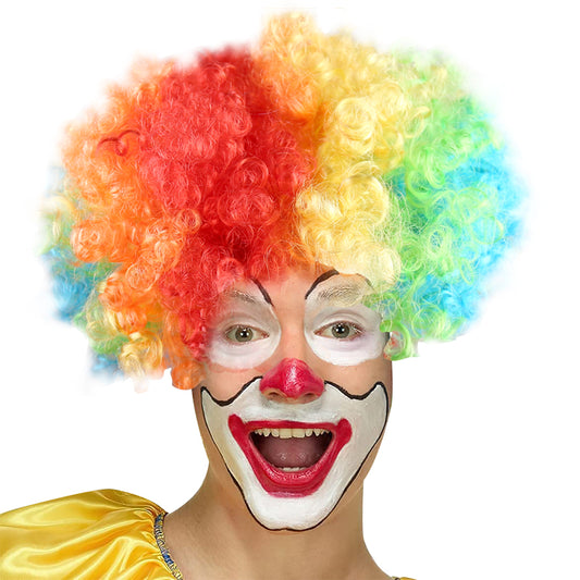 Rainbow Funny Clown Curly Wigs Crazy Afro Wig Disco Theme for Halloween Costume Prank Party