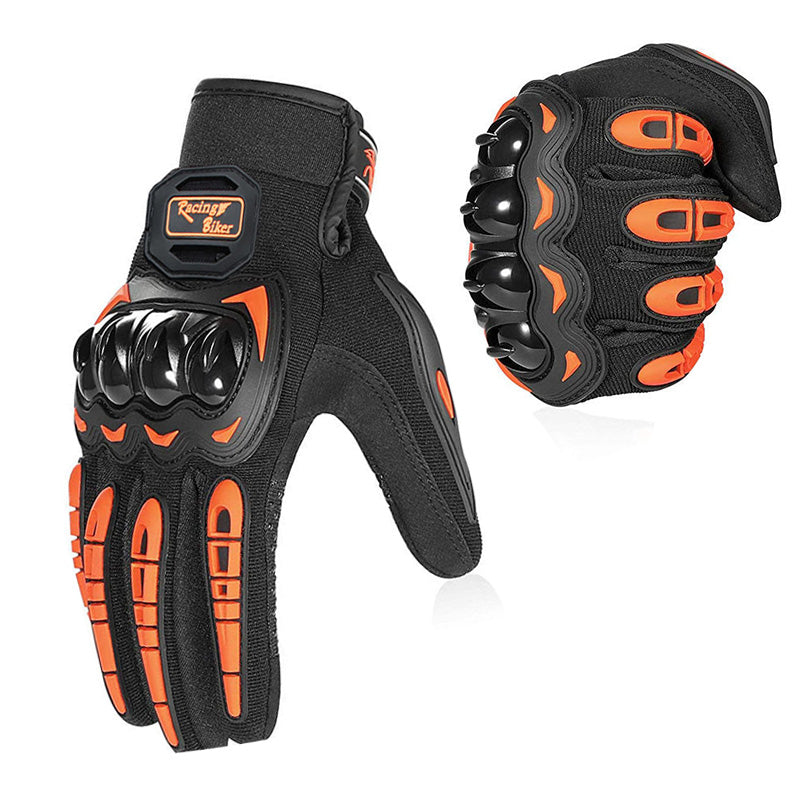 Thermal Motorbike Motorcycle Gloves Knuckle And Finger Protection orange sizes XXL L M Winter Summer