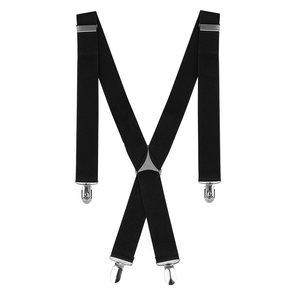 MENS 35M 50MM WIDE HEAVY DUTY X SHAPE BRACES ELASTIC SUSPENDERS TROUSER CLIPS UK