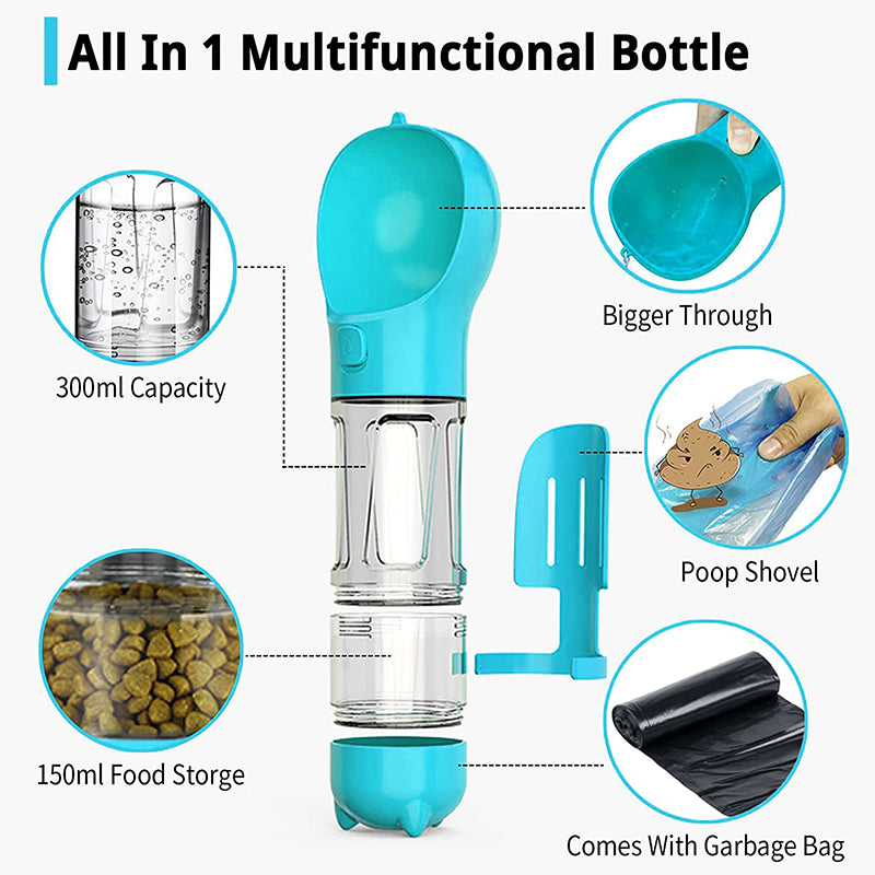 300 ml Pet Dog Water Bottle Portable Drinking Water Dispenser with Poo bags