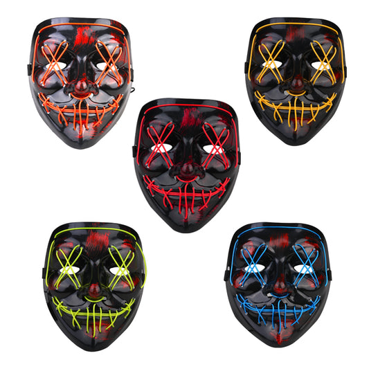 Light Up Purge Mask Led Scary Halloween Cosplay Masks for Adults - White/Red/Blue/Fluorescent Green/Yellow/Purple/Pink/Orange