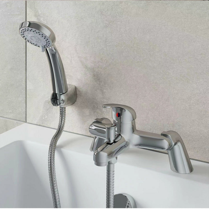 Luxury Bathroom Sink Bath Mix Tap Shower Mixer Taps with Hose and Shower Head uk