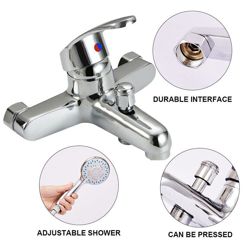 Luxury Bathroom Sink Bath Mix Tap Shower Mixer Taps with Hose and Shower Head uk