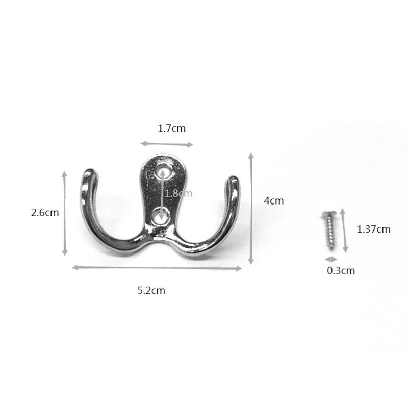 10 Pcs Double Coat Hooks Heavy Duty Metal Door Hooks with Screws - Bl