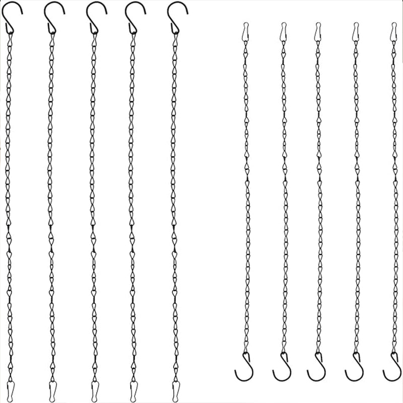 10 Pack Garden Plant Hanging Chains Basket Hanging Chains with Hooks Clips - Black