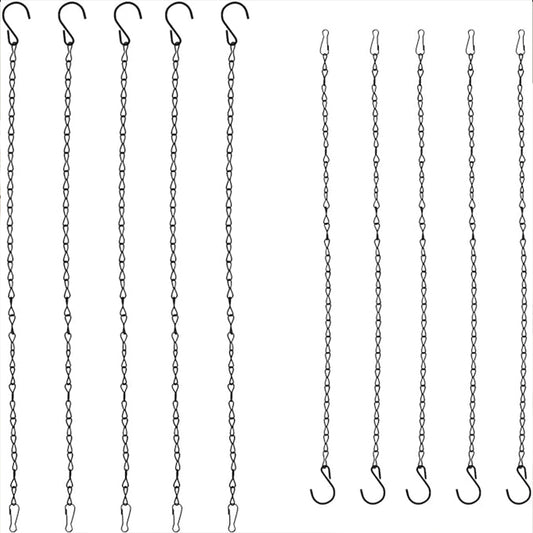 10 Pack Garden Plant Hanging Chains Basket Hanging Chains with Hooks Clips - Black