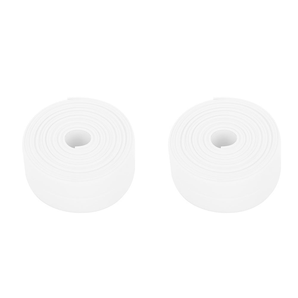 2pcs Caulk Tape Strip Bathroom Kitchen Self Adhesive Sealant Tape Edge Sink Wall 2.2x3.2cm - White