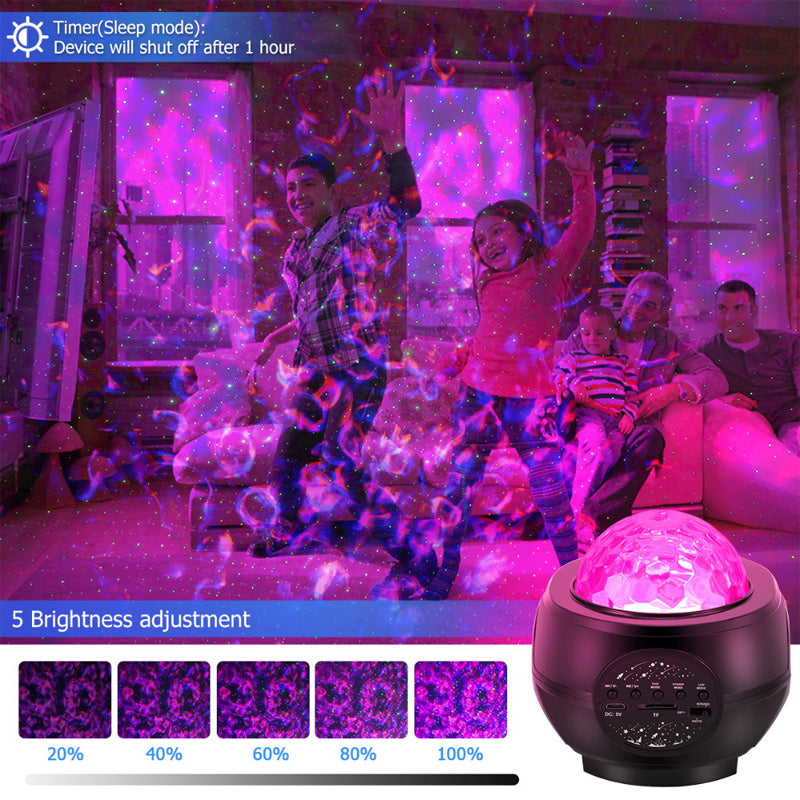 LED Galaxy Projector Starry Music Night Light Star Sky Projection Lamp for Party - Black