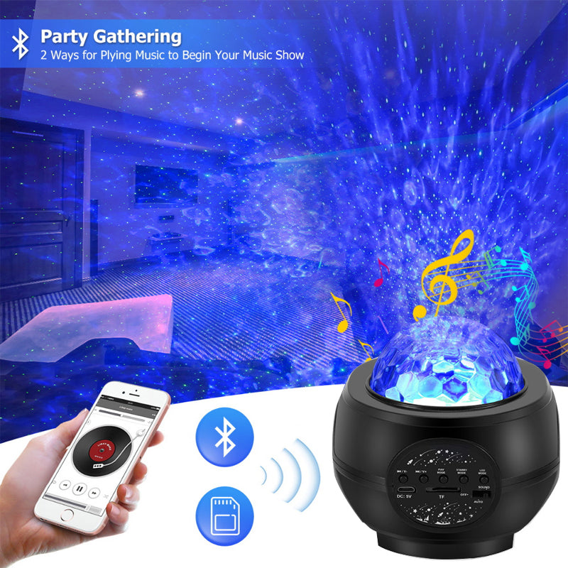 LED Galaxy Projector Starry Music Night Light Star Sky Projection Lamp for Party - Black