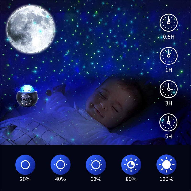 LED Galaxy Projector Starry Music Night Light Star Sky Projection Lamp for Party - Black