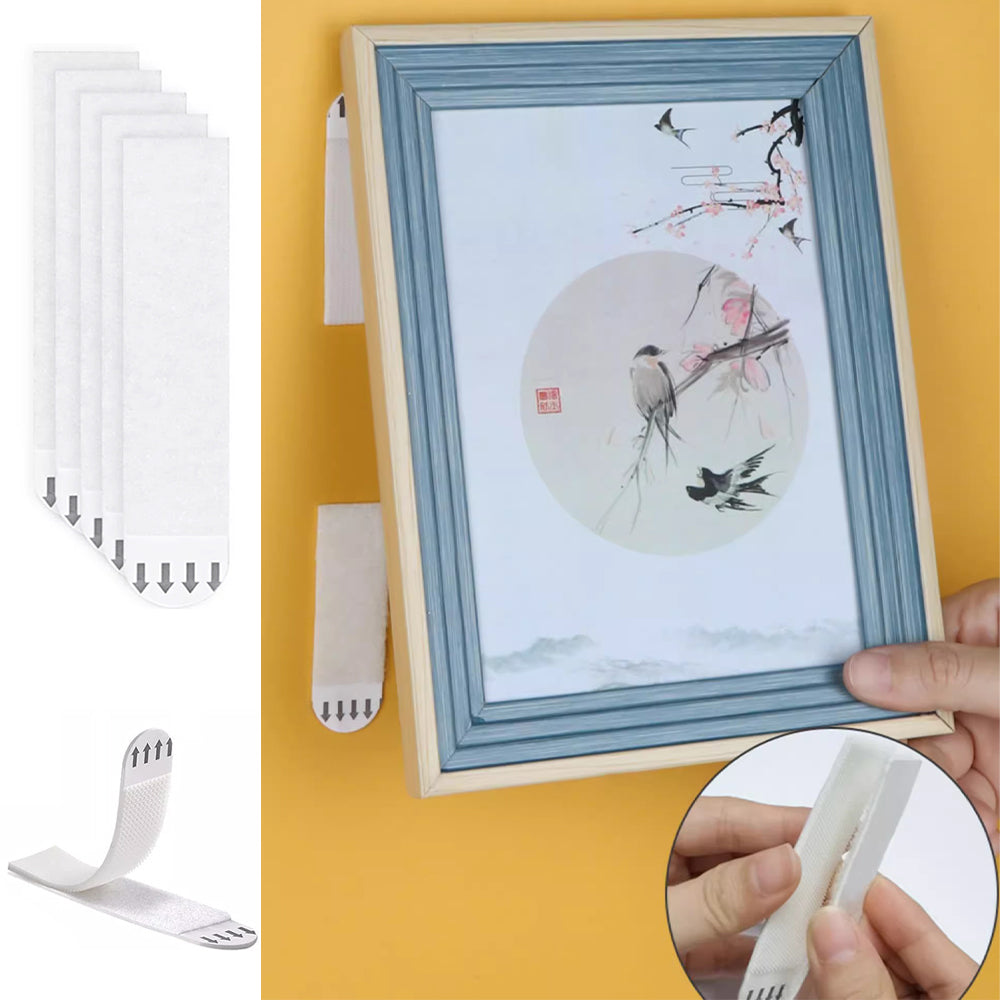 30 Pairs Damage Free Removable Wall Tape Adhesive Picture Hanging Strips Double Side Hook Loop Mounting Tapes for Decorations