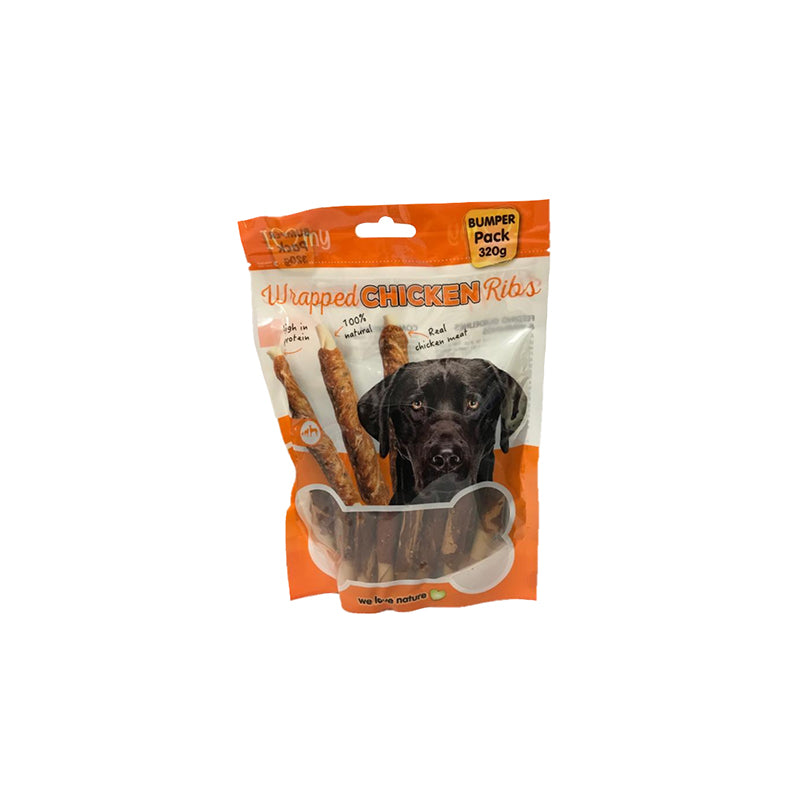 320g Pet Dog Treats Wrapped Chicken Ribs