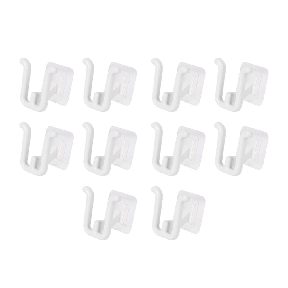 10pcs Wall Mounted Slipper Hooks Shoes Rack Hanging Shelf Self Adhesive Holder Organizer - White