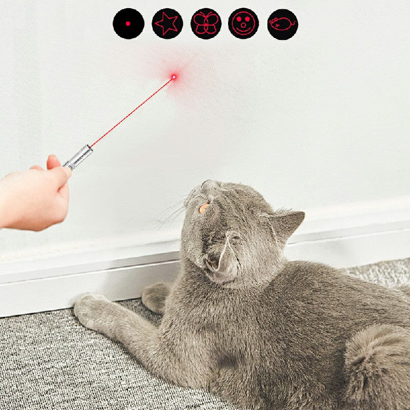 5 in 1 Cat Laser Pointer Pen Toy USB Rechargeable Mini Torch Red Beam Light