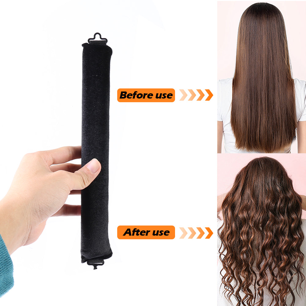 5pcs Overnight Heatless Hair Curler Blowout Rods Heatless Curls Flexi Rods with Silk Scarf for All Hair Types Black or Khaki