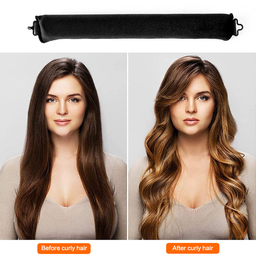 5pcs Overnight Heatless Hair Curler Blowout Rods Heatless Curls Flexi Rods with Silk Scarf for All Hair Types Black or Khaki