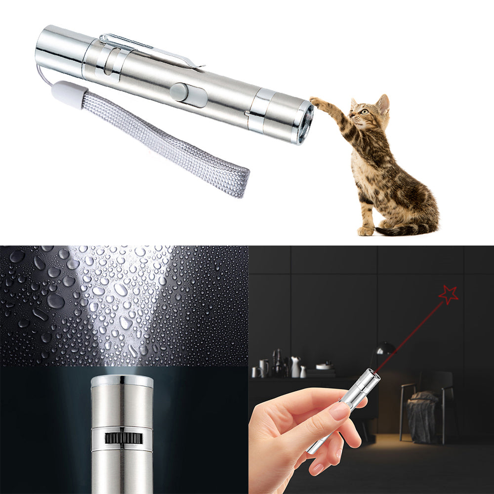 5 in 1 Cat Laser Pointer Pen Toy USB Rechargeable Mini Torch Red Beam Light