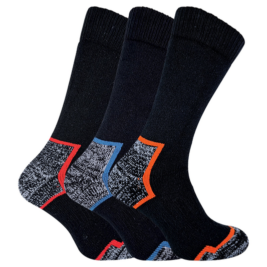 3 Pairs Mens Heavy Duty Cotton Cushion Work Socks