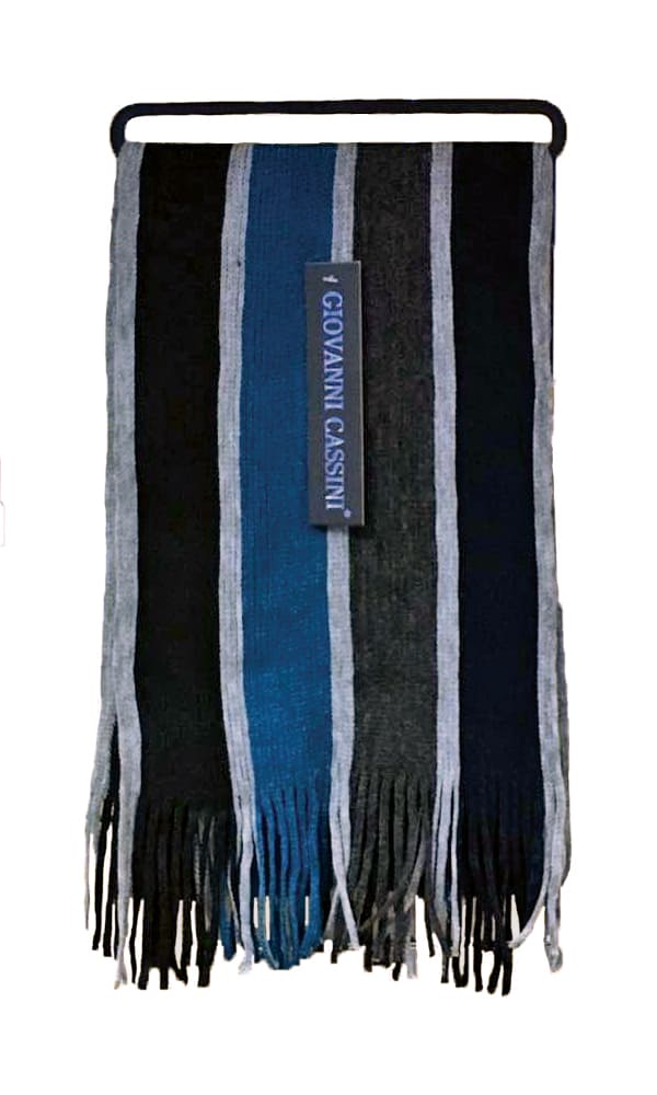 Mens Warm Knitted Striped Patterned Winter Scarf Black Brown Purple Grey Blue Orange