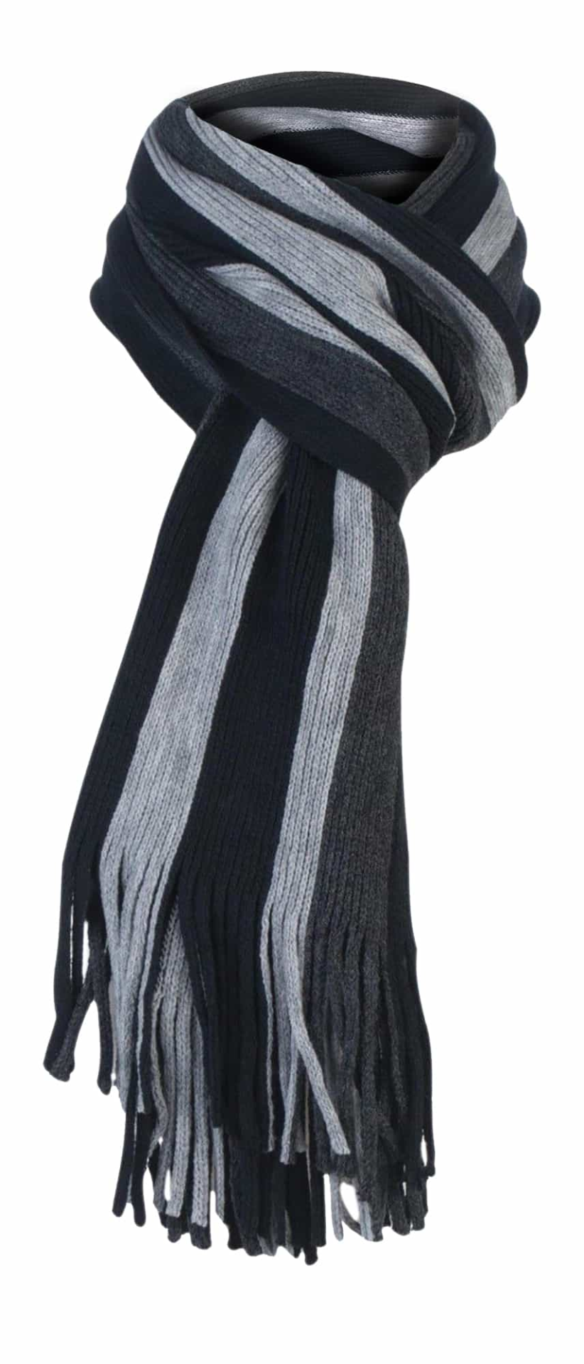 Mens Warm Knitted Striped Patterned Winter Scarf Black Brown Purple Grey Blue Orange