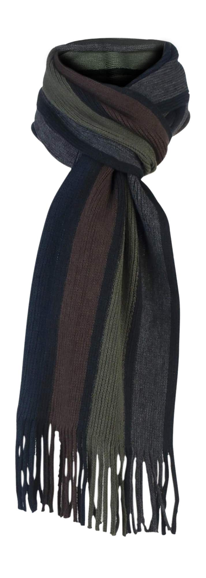 Mens Warm Knitted Striped Patterned Winter Scarf Black Brown Purple Grey Blue Orange