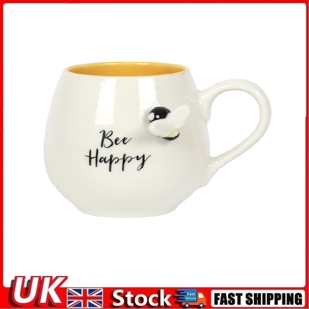 3D Bee Happy Rounded Mug