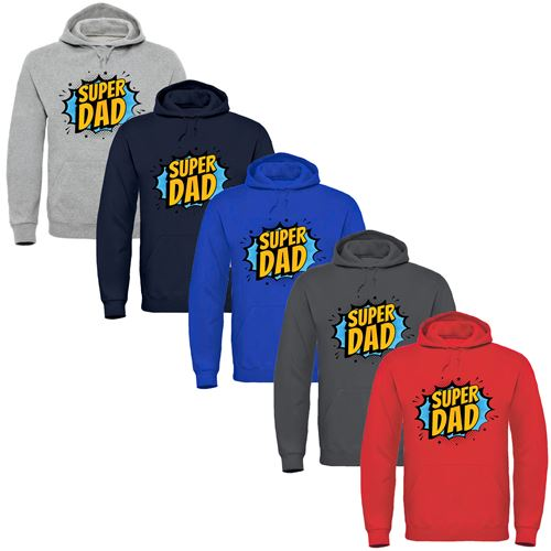 Father's Day - Super Dad Hoodie Men Sizes S M L XL 2XL 3X 4XL 5XL Red Navy Grey Charcoal Royal Blue