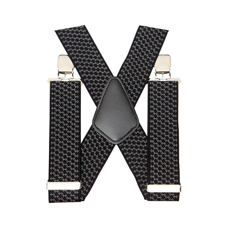 MENS 35M 50MM WIDE HEAVY DUTY X SHAPE BRACES ELASTIC SUSPENDERS TROUSER CLIPS UK