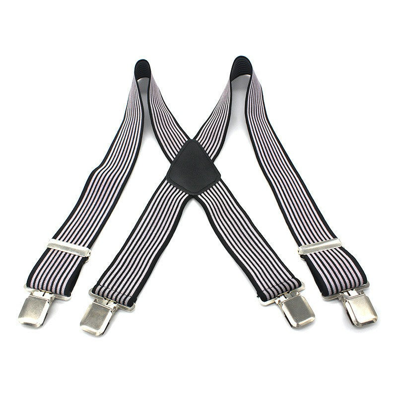 MENS 35M 50MM WIDE HEAVY DUTY X SHAPE BRACES ELASTIC SUSPENDERS TROUSER CLIPS UK