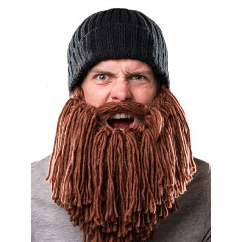 Men Funny Handmade Wig Mask Knit Hat and Fake Beard for Fancy Party Cosplay Carnival