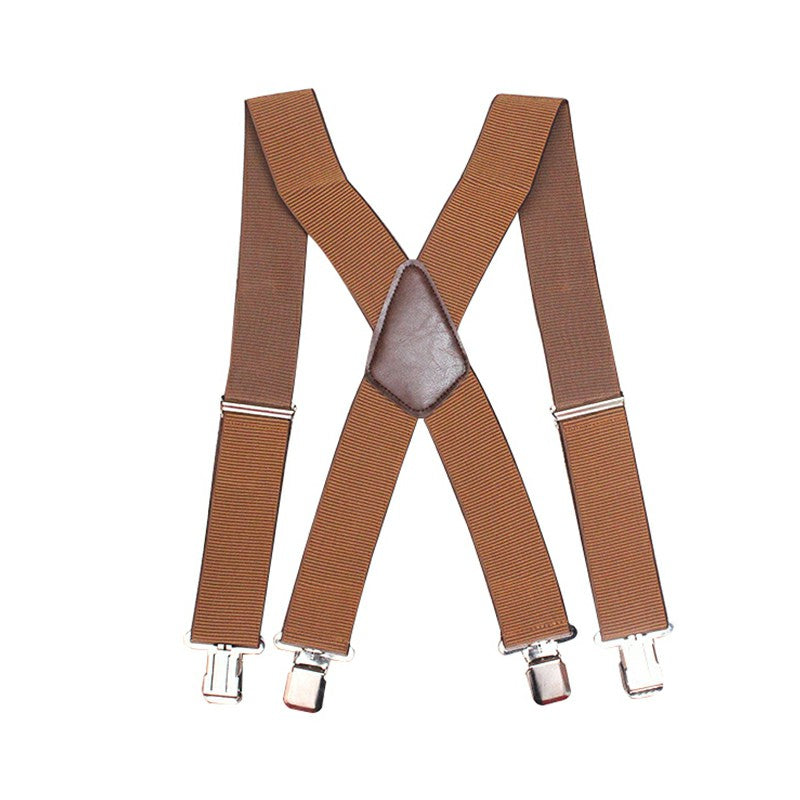 MENS 35M 50MM WIDE HEAVY DUTY X SHAPE BRACES ELASTIC SUSPENDERS TROUSER CLIPS UK