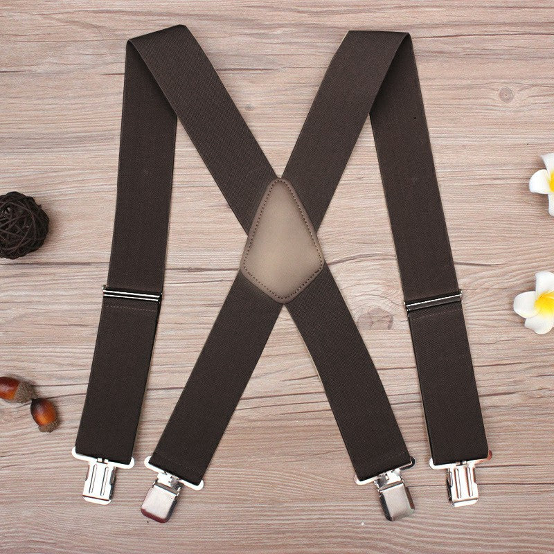 MENS 35M 50MM WIDE HEAVY DUTY X SHAPE BRACES ELASTIC SUSPENDERS TROUSER CLIPS UK