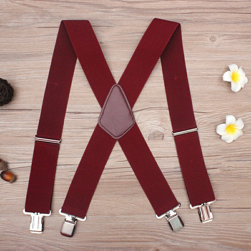 MENS 35M 50MM WIDE HEAVY DUTY X SHAPE BRACES ELASTIC SUSPENDERS TROUSER CLIPS UK