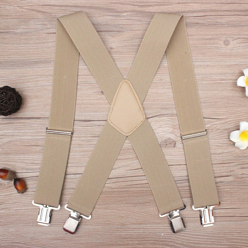 MENS 35M 50MM WIDE HEAVY DUTY X SHAPE BRACES ELASTIC SUSPENDERS TROUSER CLIPS UK