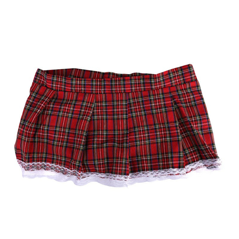 School Girl Red Plaid Skirt and Crop Top Set for Cosplay Sizes M L XL XXL 2XL