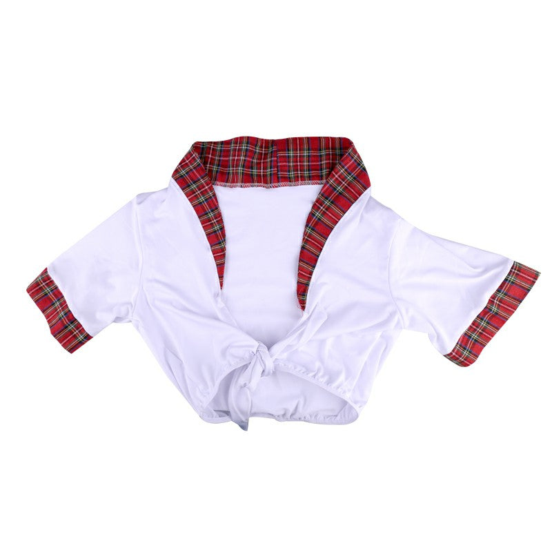 School Girl Red Plaid Skirt and Crop Top Set for Cosplay Sizes M L XL XXL 2XL