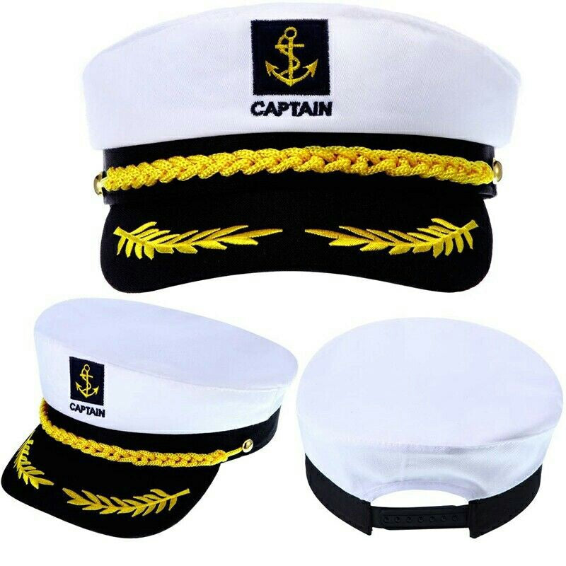 Navy Cap Sailor Cap for Men Women Captains Dressing up Party - White