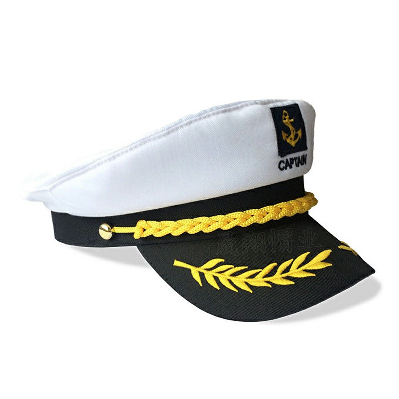 Navy Cap Sailor Cap for Men Women Captains Dressing up Party - White