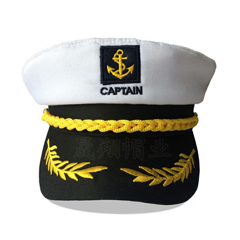 Navy Cap Sailor Cap for Men Women Captains Dressing up Party - White