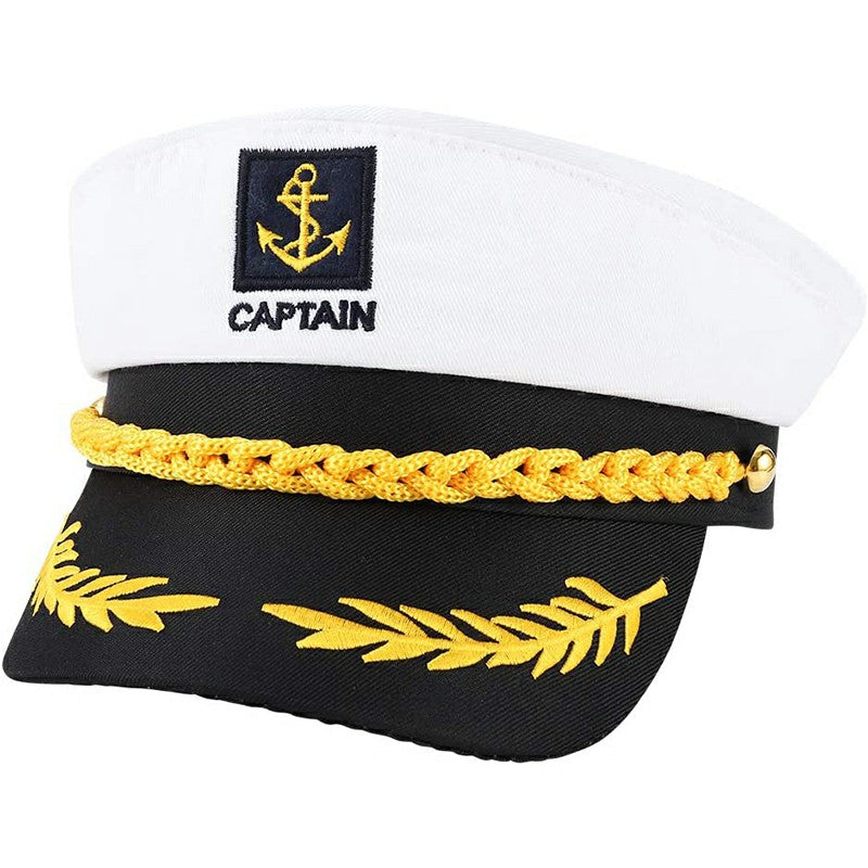 Navy Cap Sailor Cap for Men Women Captains Dressing up Party - White