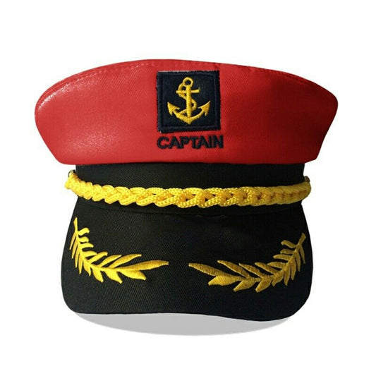 Navy Cap Sailor Cap for Men Women Captains Dressing up Party - Red