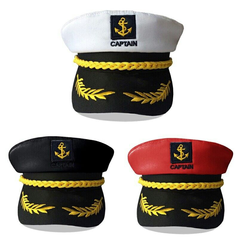 Navy Cap Sailor Cap for Men Women Captains Dressing up Party - Red